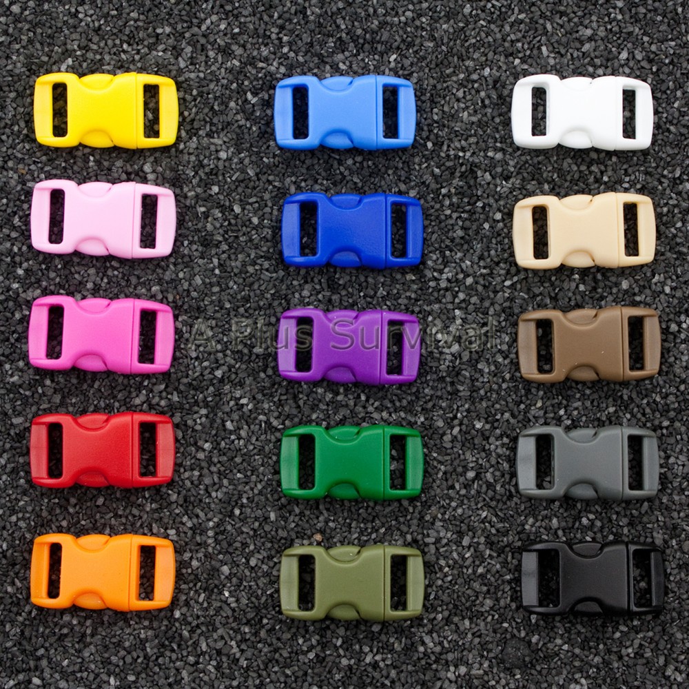Lot of 900 Colored 3/8″ Curved Quick Release Buckle Paracord Survival Bracelets