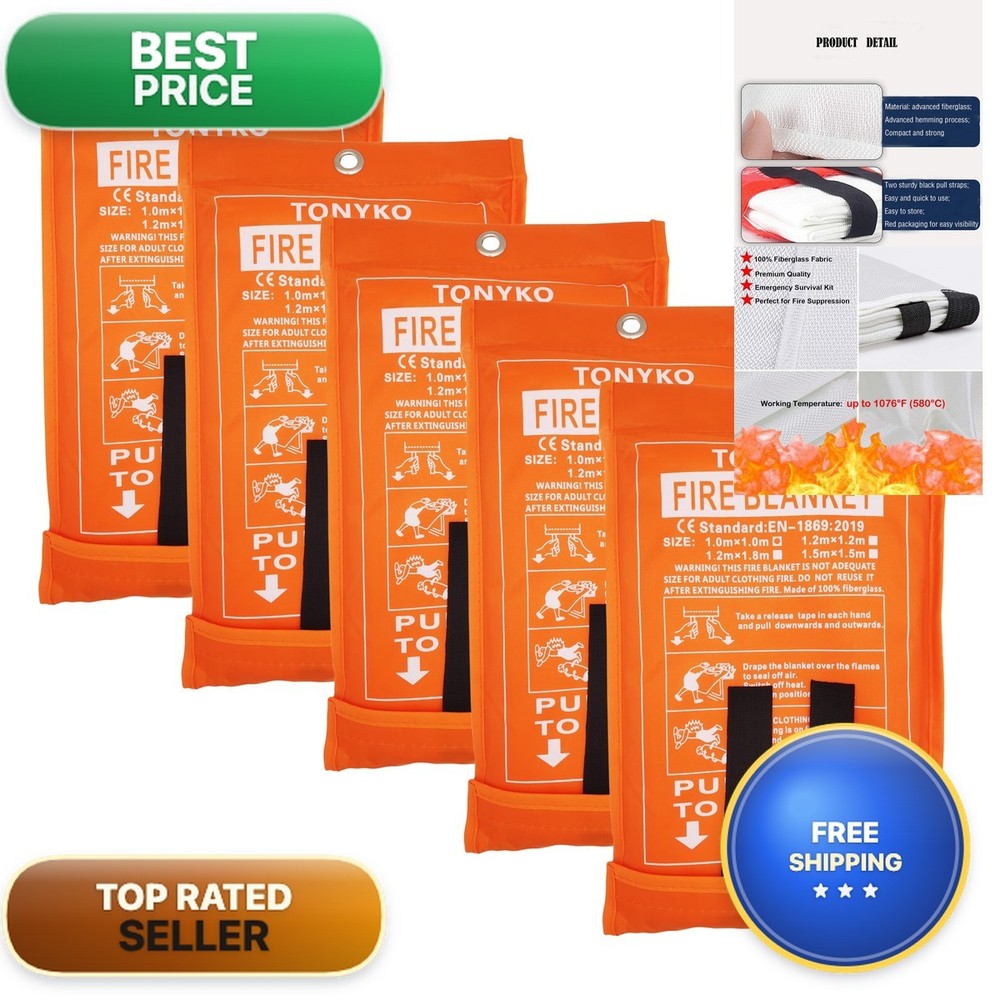 TONYKO Emergency Fire Blanket Home And Kitchen -5Pack- Orange – Fire