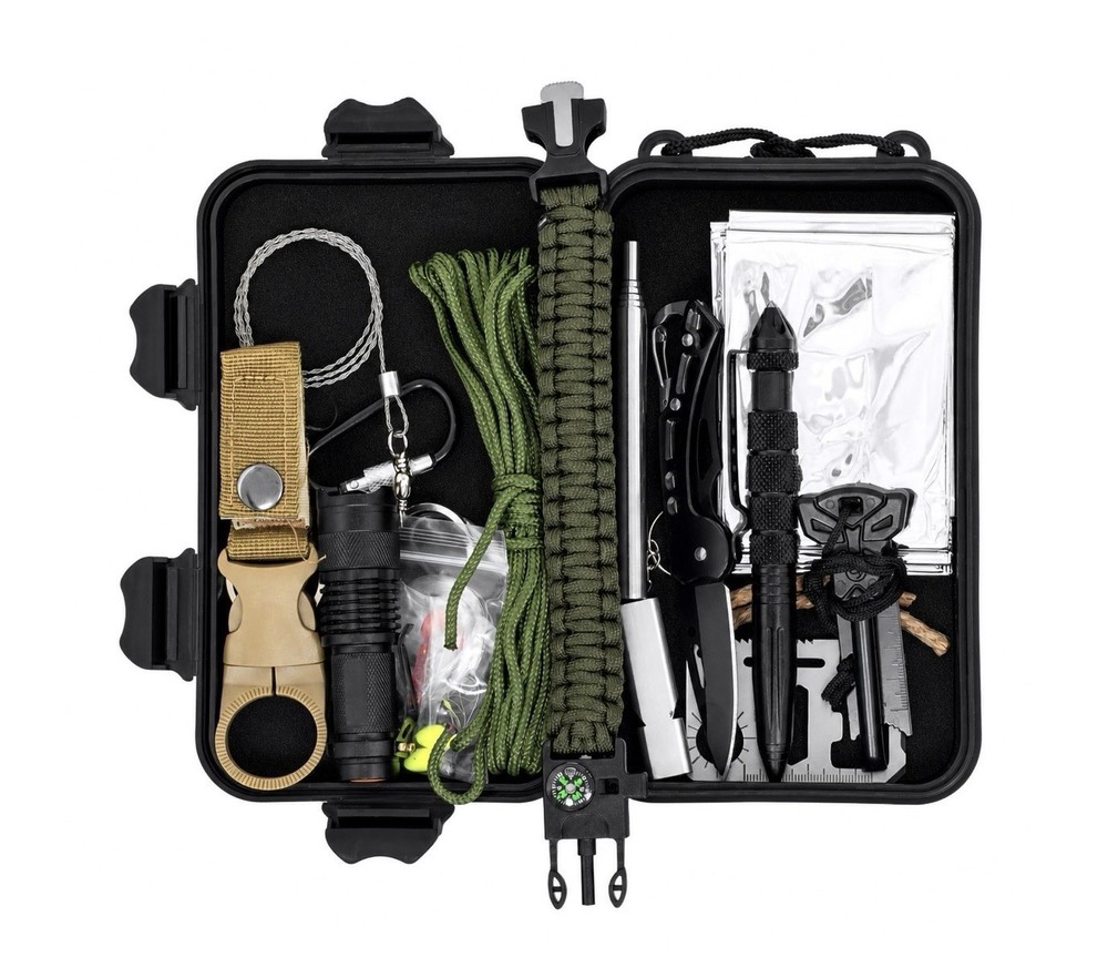 16-in-1 Compact Emergency Survival Kit for Hunting, Camping, Hiking