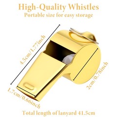 2 Piece Gold Referee Whistle, Stainless Steel Whistle, Whistles with…