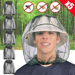 5pcs Anti Mosquito Bug Bee Insect Head Net Hat Cap Sun Protection Fishing Hiking