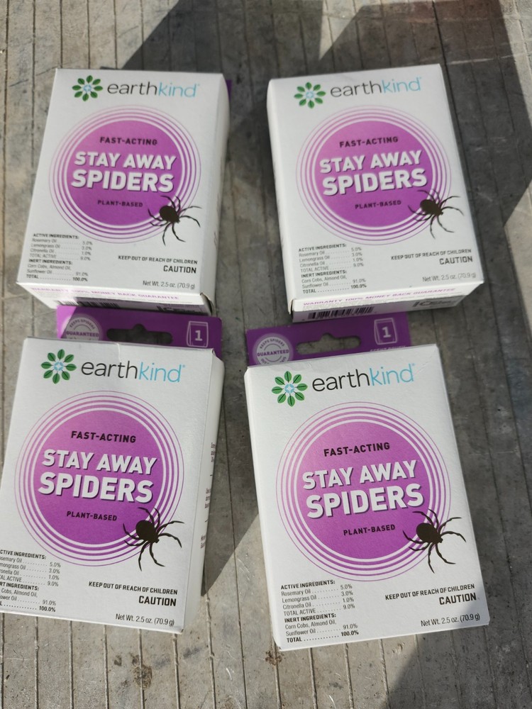 4PACK Earthkind Stay Away Spiders – Fast Acting Deterrent Pouch – 2.5oz Each