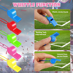 24PCS Plastic Sports Whistles Coaches Whistle with Loud Crisp, Whistle with Lany