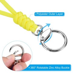 2pcs 5″ Paracord Lanyard with Clasp Wrist Cord Badge Holder Strap, Yellow