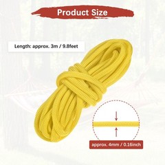 1PCS 4 mm 10FT Guyline Camping Paracord 7 Strands for Camping Tents, Yellow