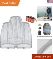 Outdoor Bug Protection Face Netting – Perfect for Gardening & Fishing, 3 Pack