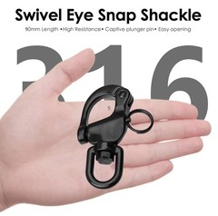 Black Snap Shackle 316 Stainless Steel Swivel Shackle Sailing Halyard, Quick …