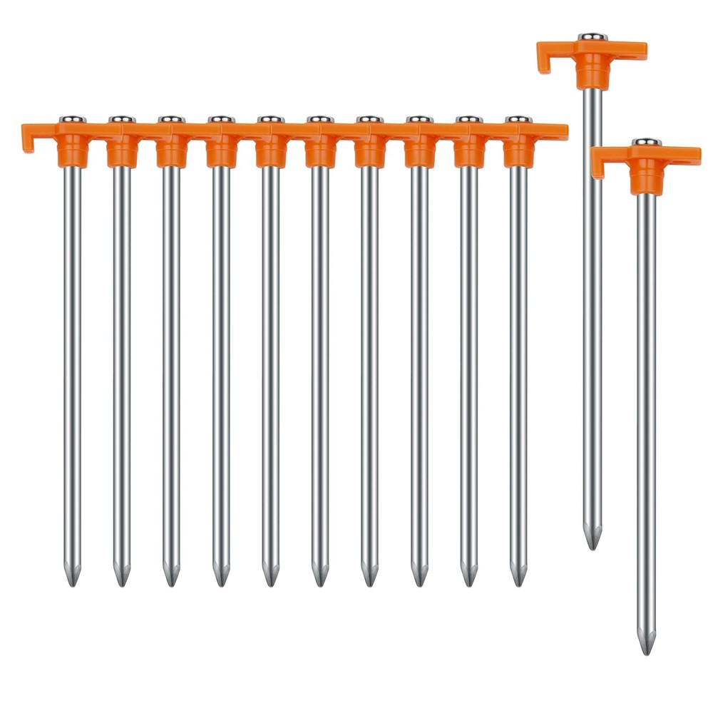 Tent Stakes Camping Stakes,AVOFOREST 7.1inch Non-Rust 7.1IN, Orange 12pcs