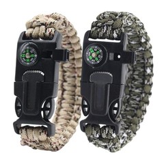 5-in-1 Survival Bracelet Pack of 2 | Fire Starter, Compass & Whistle | Milita…