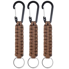 3-Pack Braided Paracord with Clips, 6.7 Inch Paracord Lanyard[Brown]