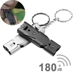 Stainless Steel Survival Whistle Keychain High Decibel Emergency Camping Tool