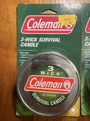 Coleman Emergency Survival Candle 3 Wick 36 Hour Outdoor Heat Tin 2 Pack