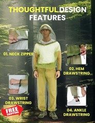 HENNCHEE Mosquito Suit Green Large 2 Sets