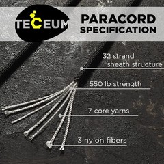 Paracord Type III (550 lb) Black 100 ft – 4mm –Tactical Parachute Cord – Utility