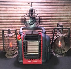 Mr. Heater «Buddy» Single Tank Wood Stove, Heat Powered Fan Mount. Custom Built.