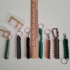 Paracord 550 FOB Survival Keychain Lot of 7 Various Colors Sizes Handmade in USA