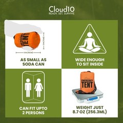 Cloudten Emergency Tent Lightweight 2 Person Survival Tent Multi-Function
