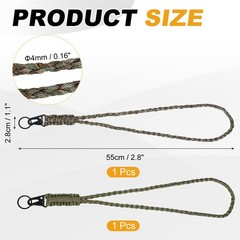 2Pcs Heavy Duty Braided Paracord Lanyard, Army Green Camouflage/Army Green