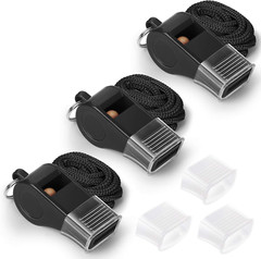 Whistle with Lanyard and Mouth Grip, Super Loud Sports Whistles, Perfect for Coa