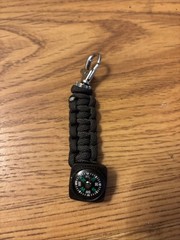 Paracord Survival Bracelet Keychain Mini Compass Phillips Screwdriver EDC Black