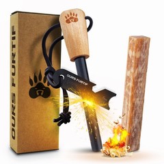Ferro Rod Fire Starter Kit: Multi-Tool Striker, Fatwood Tinder, 15,000+ Strikes