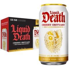 SodaFlavored Sparkling Water Cherry Obituary, Less Sugar*, Huge Flavor, No C…