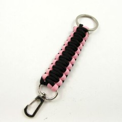 PARACORD KEYRING | Black and Pink 6″ 300 lb. Strength Survival Camping Gear