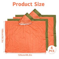 4 Piece Emergency Survival Poncho, Emergency Rain Poncho, Rescue Blanket Bivouac Bag, Emergency…