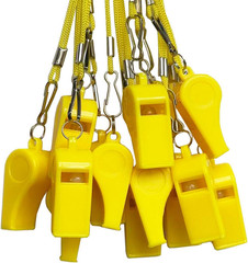 20 Pcs Plastic Loud Whistles with Lanyard for Referee Coaches Basketball Footbal