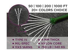 Paracord Rope 750lb 5/32 – Tent Camping Cord – Utility Outdoor Nylon Rope | 750