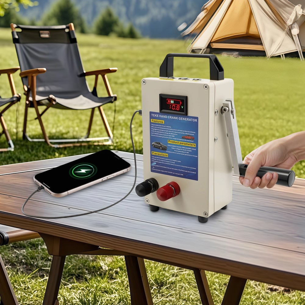 110V Hand Crank Generator Emergency USB Charger Camping Outdoor Survival LED