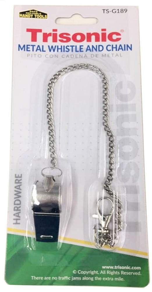 Trisonic Metal Whistle, Silver, Includes Chain Ideal for Coaches, Referees etc.