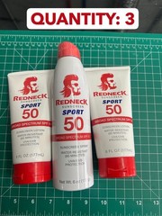 3-PACK lot Redneck Sunscreen Sport SPF 50 Water Resistant 6OZ LOTION & SPRAY