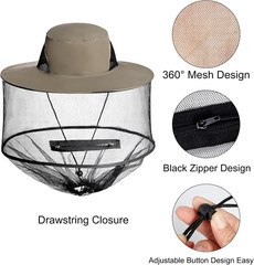 2 Pack Mosquito Head Net Hat Sun Hat Garden Bug Hat with Hidden Net Mesh for Out