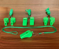 20 Pcs Plastic Loud Whistles with Lanyard for Referee Coaches Basketball Footbal