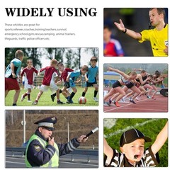 20 Pcs Plastic Whistles w/ Lanyard for Sports Coach Referee Lifeguard Emergency