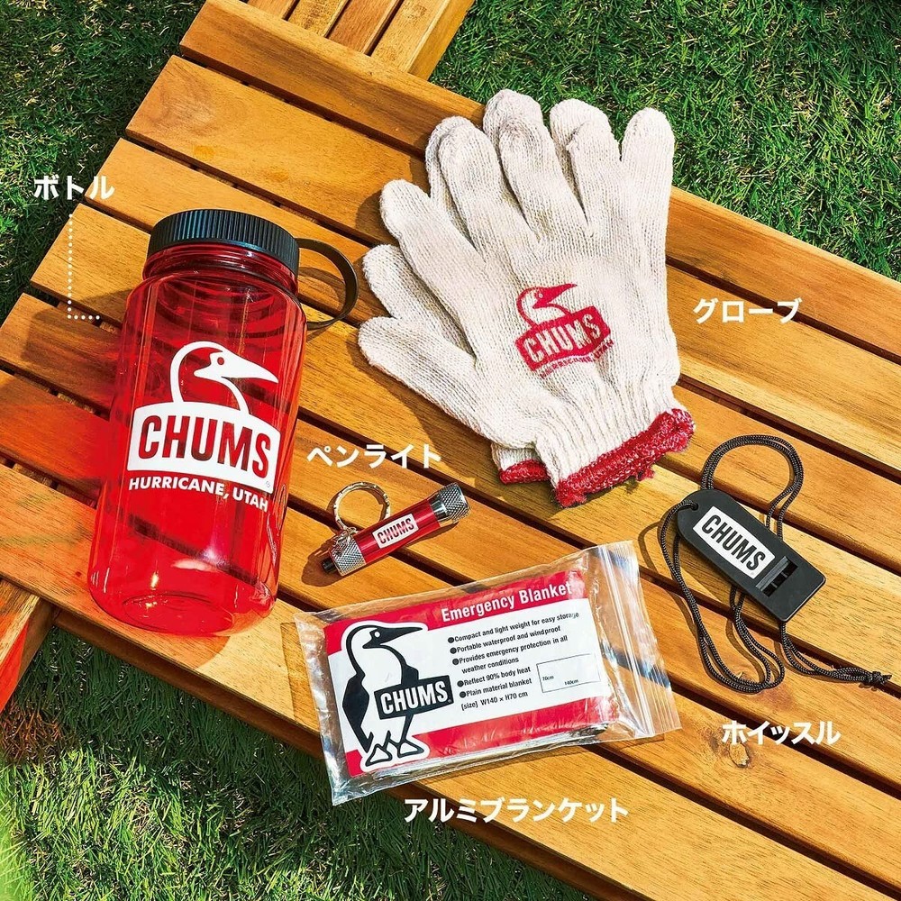 CHUMS Emargency Goods OUTDOOR 5pcs Camping Hiking blanket Whistle Glove Penlight