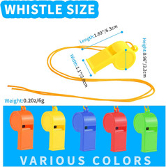 Plastic Whistles, 24Pcs Sports Whistle Bulk with Lanyard, Loud Crisp Sound Whist