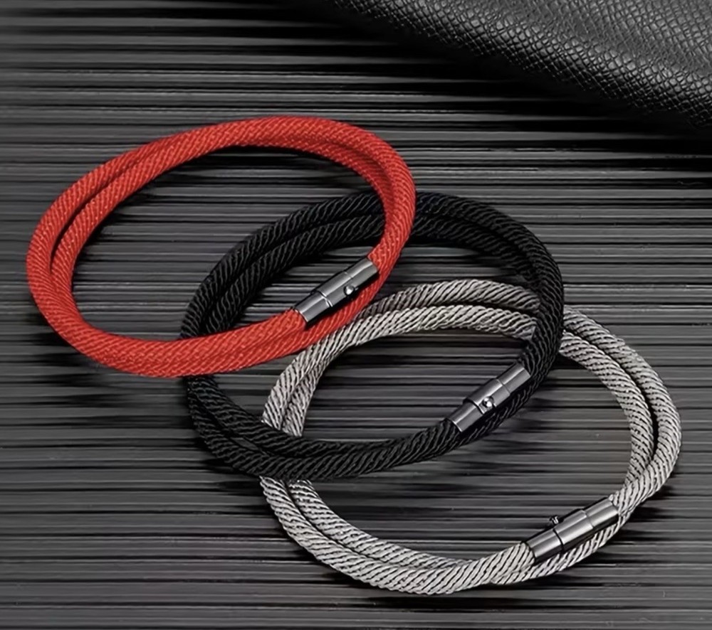 3pcs Double-Layer Survival Bracelet for Men, 4 mm / 19.5 cm