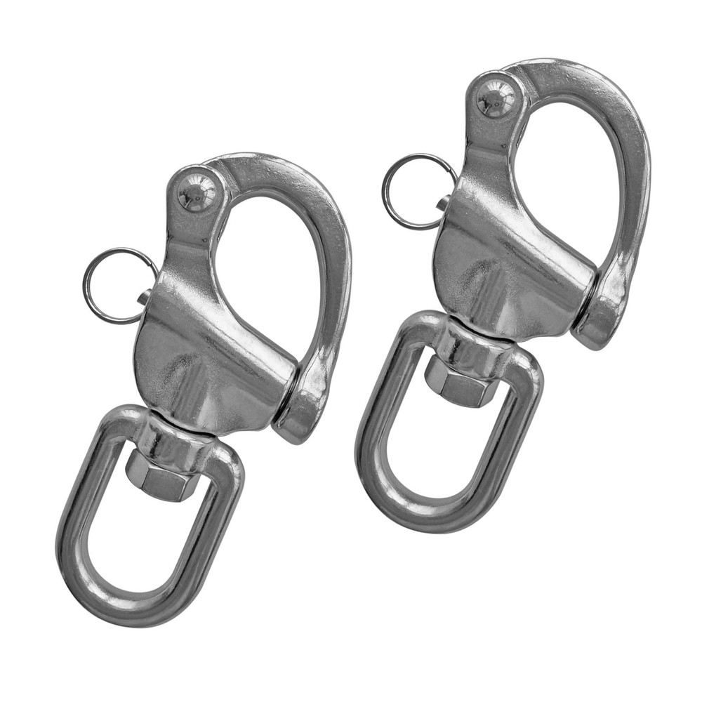 Pair of 2-3/4in70mm Swivel Eye Snap Shackle Quick Release Bail Rigging Sailin…