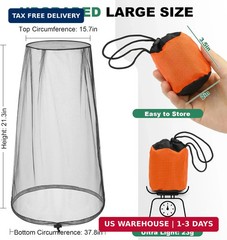 2 Pack Mosquito Head Nets Bug Face Mesh for Hiking Camping Fishing Hat
