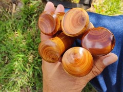 Bushcraft ferro rod striker with Pacific Yew wood handle | firesteel scraper