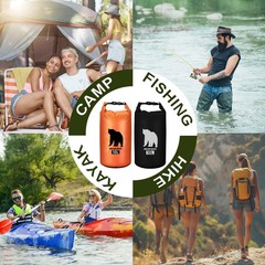 2 Pcs 10L waterproof bear bags with 4 nylon ropes, 4 clips & 2 rock pockets &…