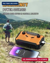 J-369 11100mWh Emergency Weather Radio NOAA/AM/FM | AA Batteries/Hand Crank/Sola