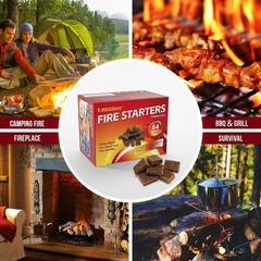 Fire Starter Squares 64, Odorless Fire Starters for Fireplace, Camping