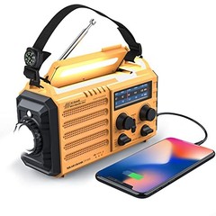 Weather Radio, 5000mAh/18500mWh NOAA Weather Radio, Solar Hand Crank Yellow