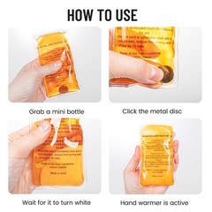 5 Pcs Reusable Snap Heat Pack,Hand Warmers 4.2*3.0 Inch (Pack of 4), orange