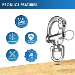 316 Stainless Steel Swivel Shackle Sailing Halyard, Quick Release