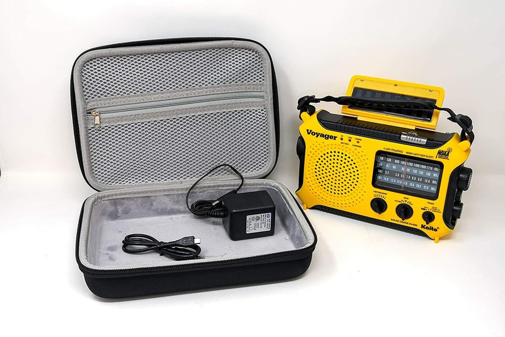 Kaito KA500 Voyager Solar Crank Emergency Weather Alert Radio Bundle with Case