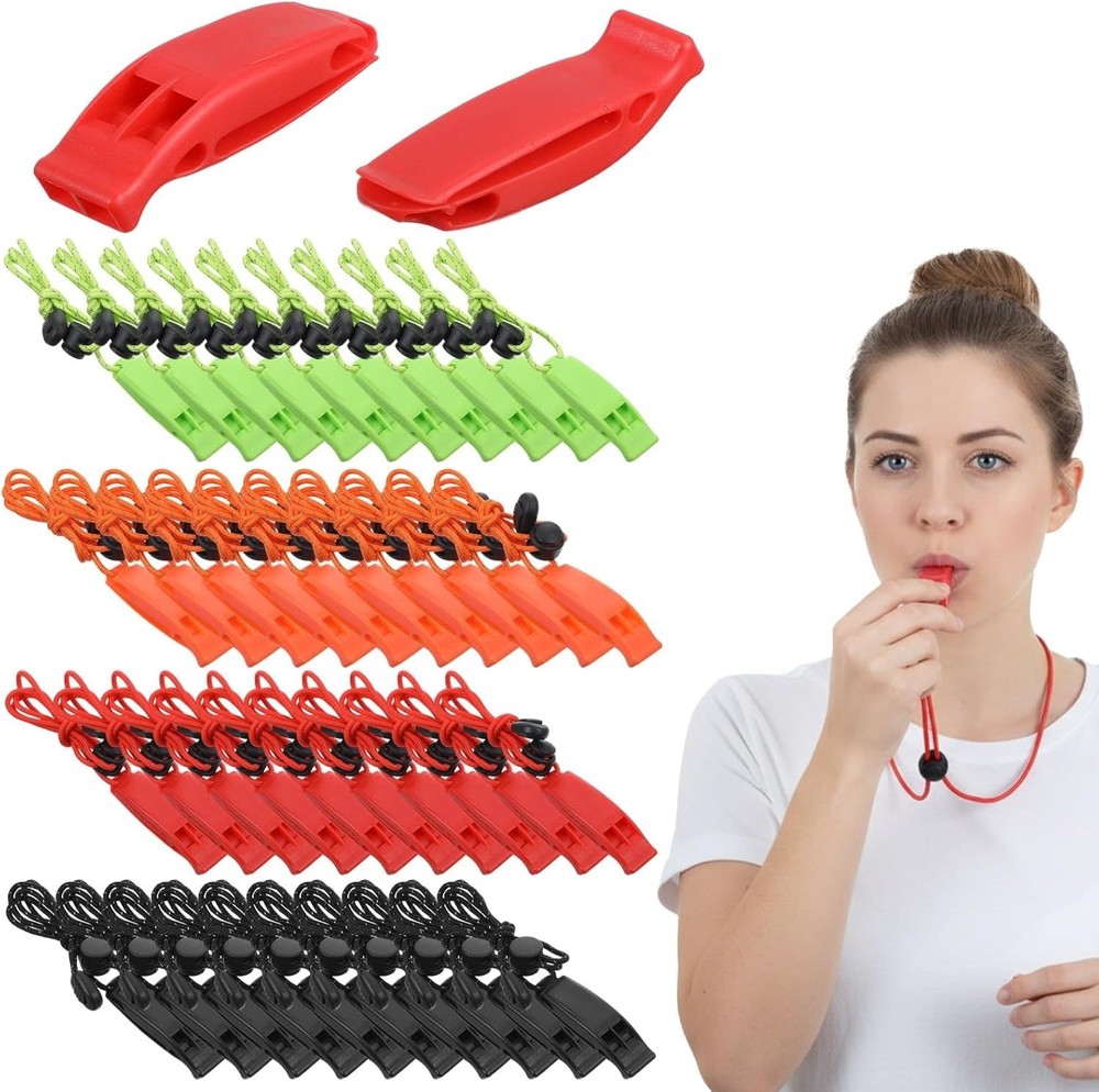 40 PCS Whistle Emergency Bulk, 120dB Super Loud Double Tube Safety Whistle with